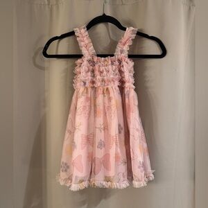 Kids Minnie Mouse Pink Ruffled Sleeveless Dress